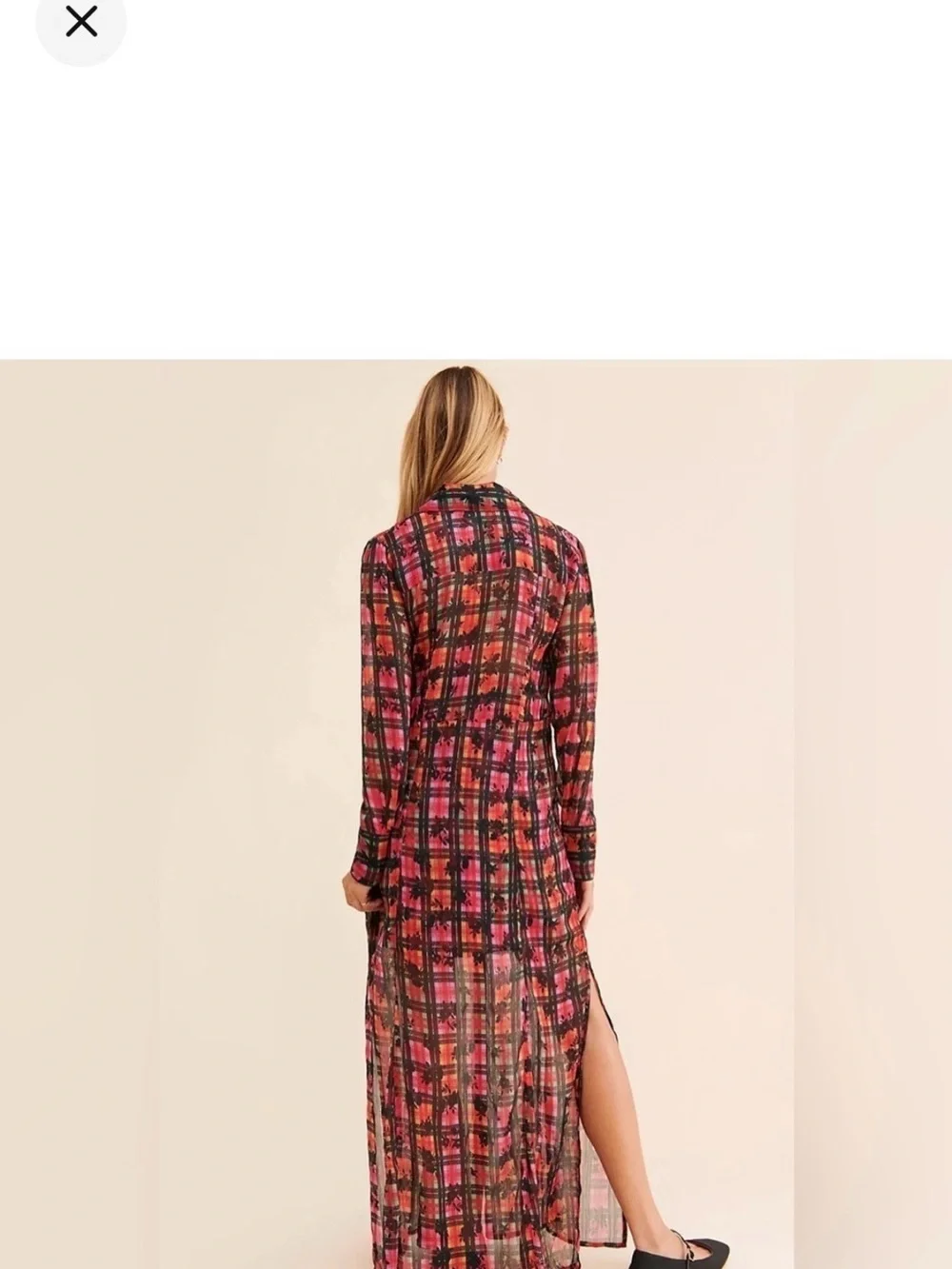 Free‎ People/UO Jerra Maxi 2 in one Shirtdress Plaid-Small